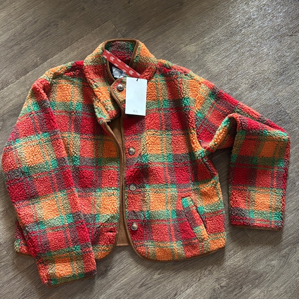 Plaid Cropped Women’s Shacket - Red, Green, Orange